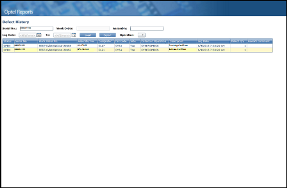 CyberOptics Reporting